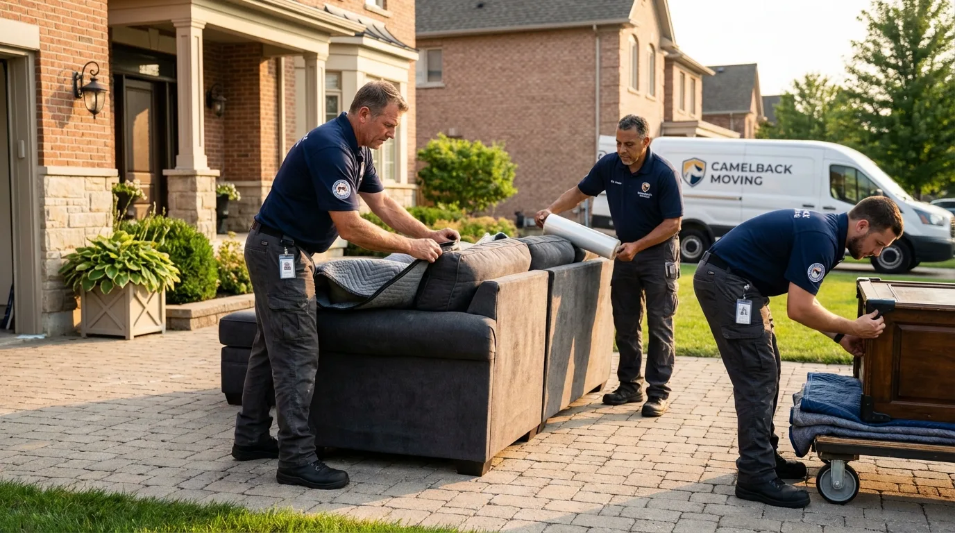 Large estate moving crew wrapping furniture in Evergreen Park, IL